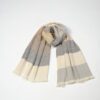 Maxibufanda Teixidors en franjas anchas en lana merina y seda en colores grises y marrones