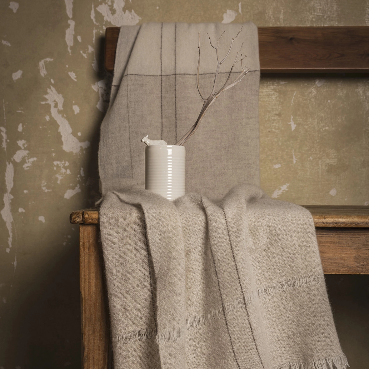 Chal cashmere y baby yak tono natural Baatsa Teixidors